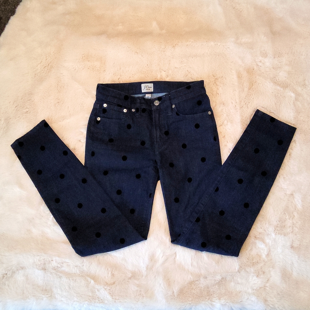 JCrew polka dot denim toothpick jeans